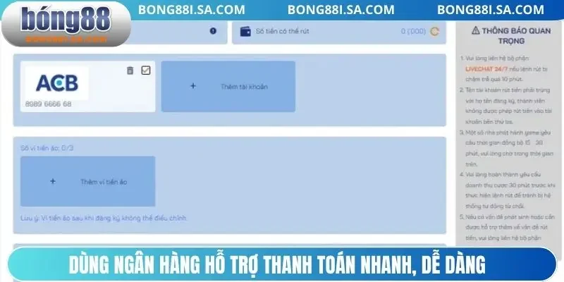 Dùng ngân hàng hỗ trợ thanh toán nhanh, dễ dàng